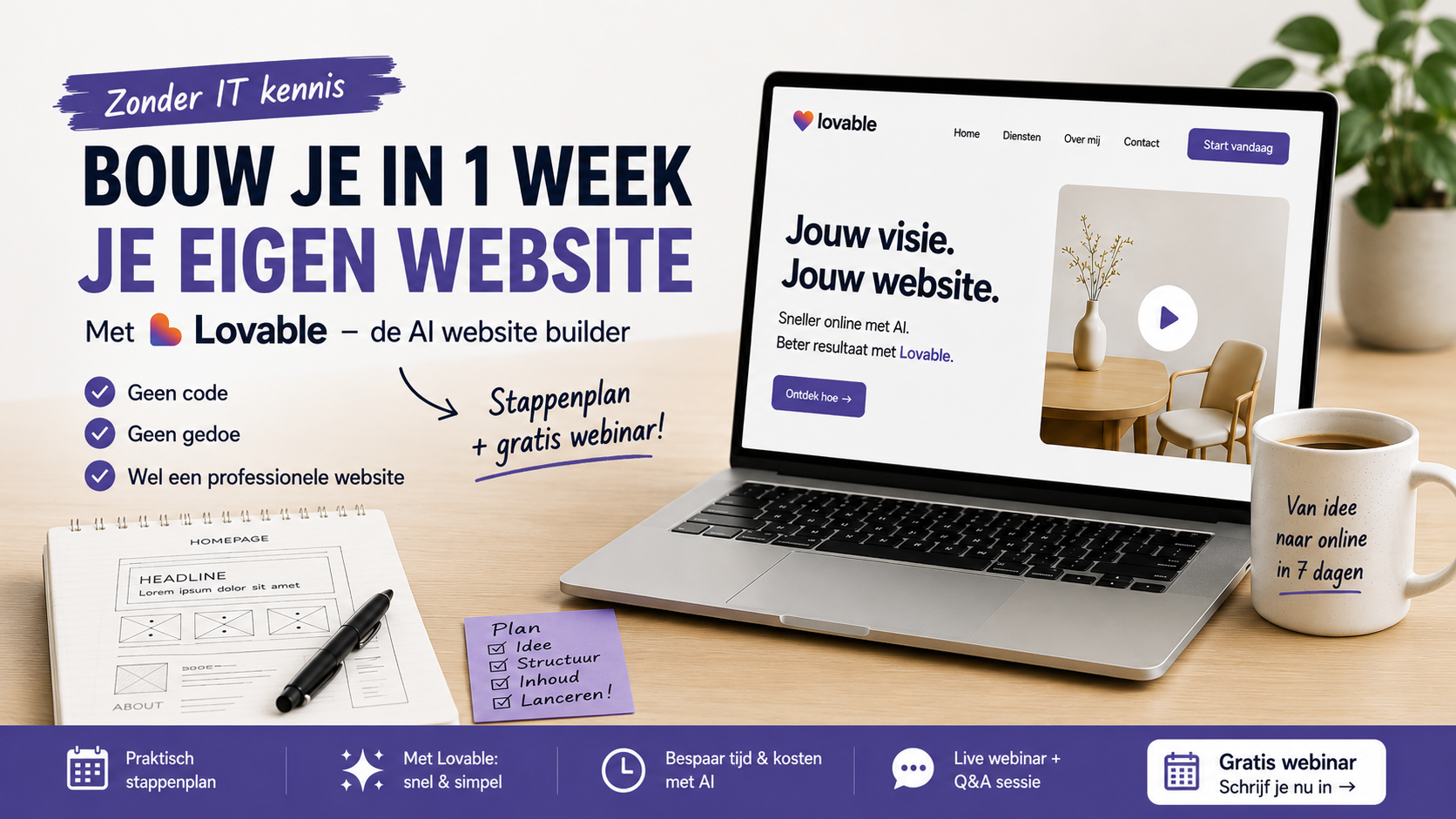 Zelf een professionele website maken zonder IT-kennis? Bouw hem in één week met Lovable